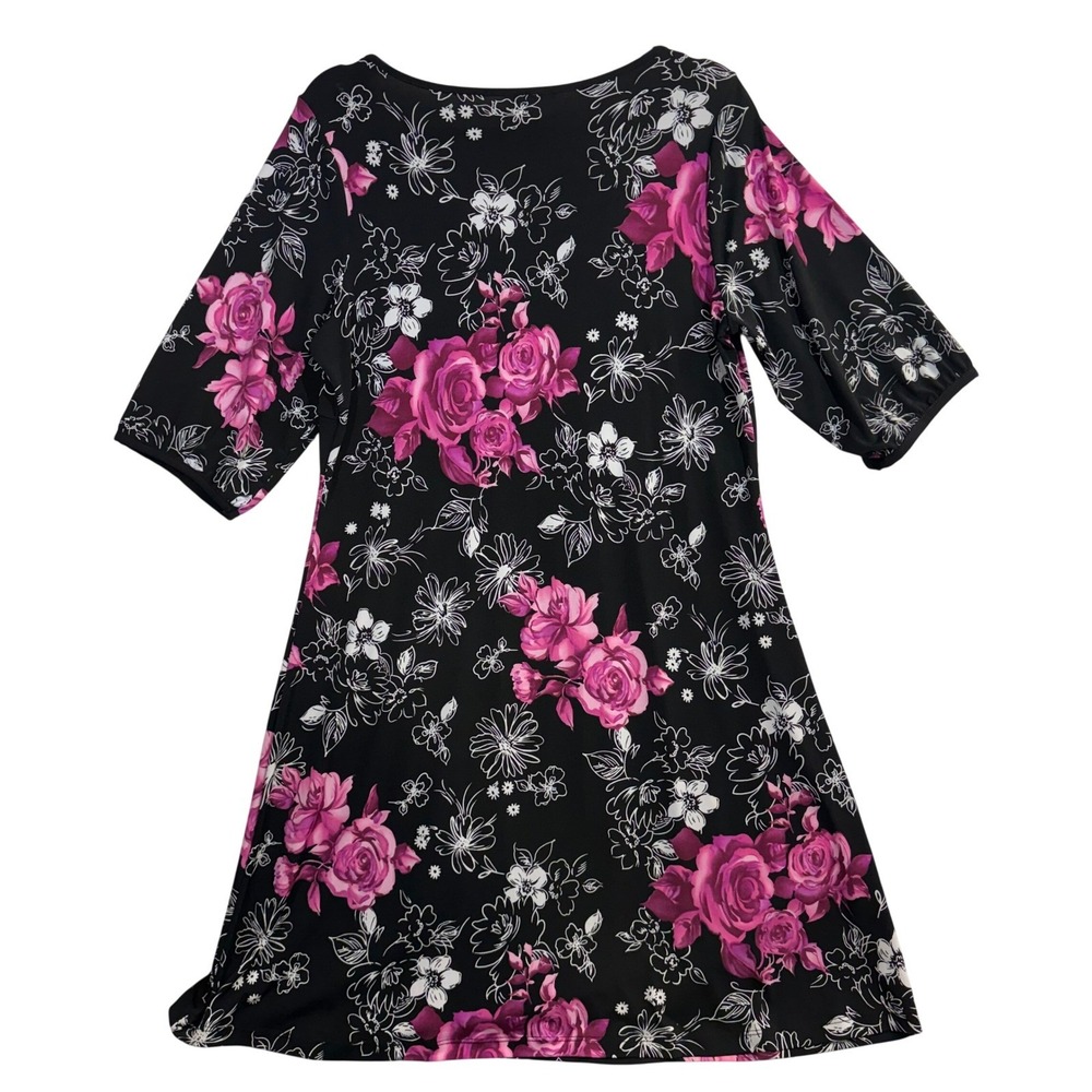 Studio 1940 L Dress Black Pink‎ Floral Polyester Stretch Cottagecore Romantic - Picture 3 of 8